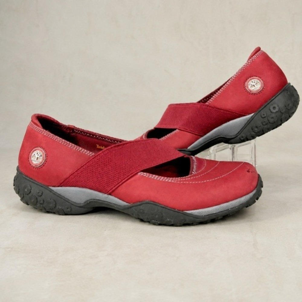 Timberland Brittania Mary Jane Flats Womens 8M Red Leather Comfort Shoes